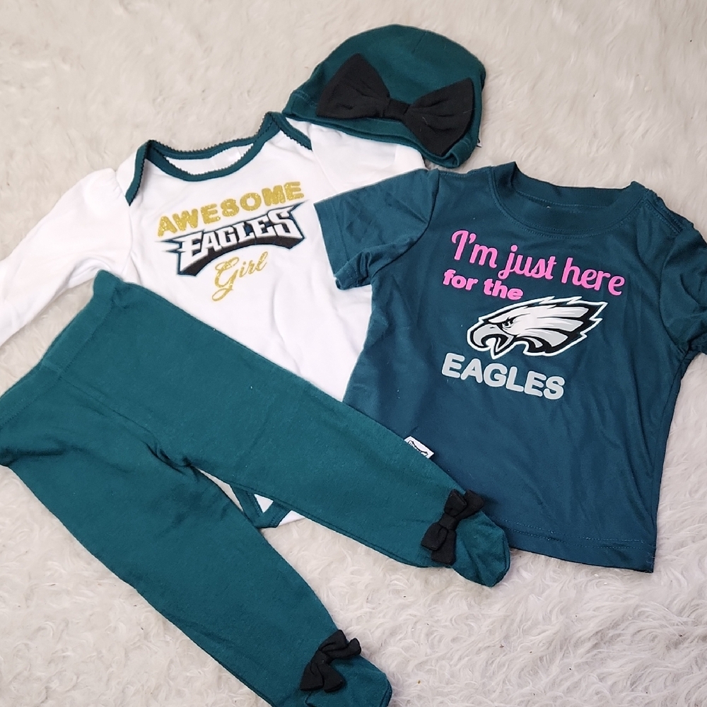 Eagles Onesie Pants Tshirt Hat LOT! 4 Pcs, 6-9mo & 18mo Baby Philadelphia